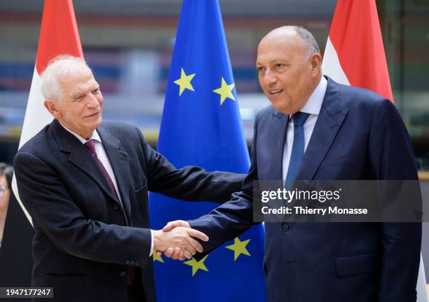 Commissioner for Foreign Affairs and Security Policy - Vice President Josep Borrell welcomes the Egyptian Minister of Foreign Affairs Sameh Hassan...