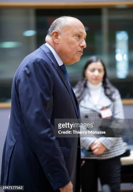 Egyptian Minister of Foreign Affairs Sameh Hassan Shoukry attends an EU-Egypt Association Council in the Europa building, the EU Council headquarter...