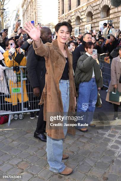 Jirawat Sutivanichsak aka Dew attends the Loewe Menswear Fall/Winter 2024-2025 show as part of Paris Fashion Week on January 20, 2024 in Paris,...