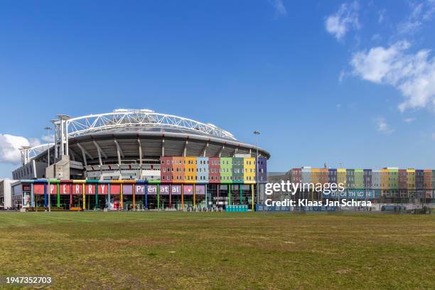 johan cruijff arena at amsterdam the netherlands - panoramisch photos et images de collection