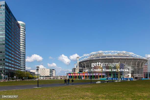 johan cruijff arena at amsterdam the netherlands - panoramisch photos et images de collection