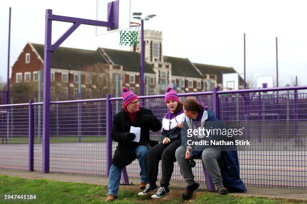 Fans of Loughborough Lightning are seen prior to the Allianz Premiership Women's Rugby match between Loughborough Lightning and Trailfinders Women at...