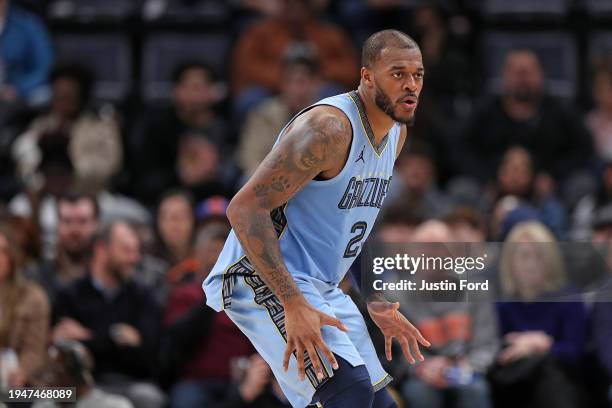 Xavier Tillman of the Memphis Grizzlies looks on during the game against the New York Knicks at FedExForum on January 13, 2024 in Memphis, Tennessee....