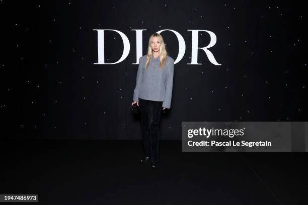 Lila Moss attends the Dior Homme Menswear Fall/Winter 2024-2025 show as part of Paris Fashion Week on January 19, 2024 in Paris, France.