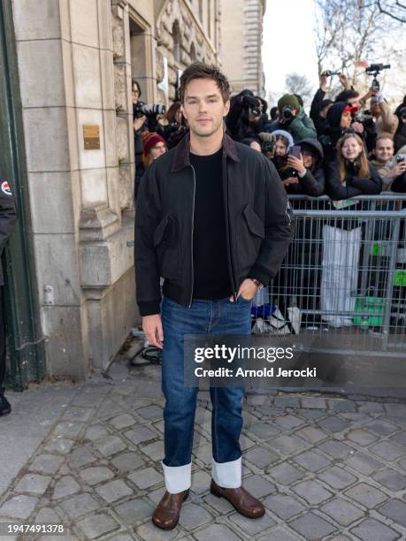 Nicholas Hoult attends the Loewe Menswear Fall/Winter 2024-2025 show as part of Paris Fashion Week on January 20, 2024 in Paris, France.