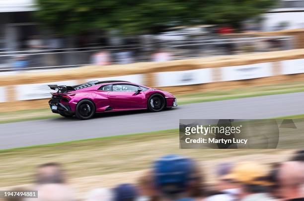 The Lamborghini Huracan STO at Goodwood Festival of Speed 2023 on July 13th in Chichester, England. The annual automotive event is hosted by Lord...