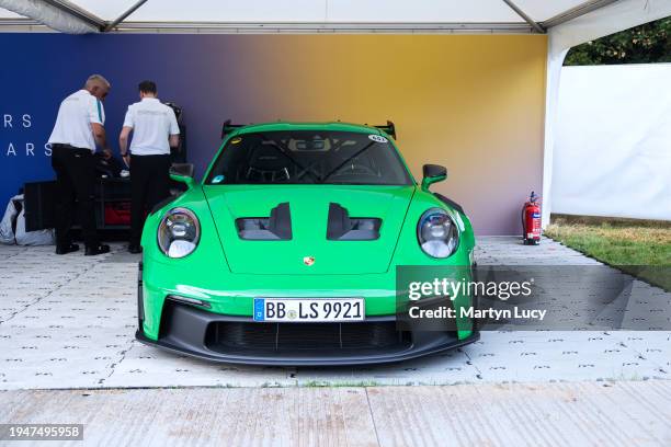 The Porsche 911 GT3RS at Goodwood Festival of Speed 2023 on July 13th in Chichester, England. The annual automotive event is hosted by Lord March at...