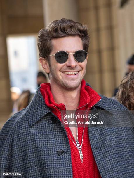 Andrew Garfield attends the Loewe Menswear Fall/Winter 2024-2025 show as part of Paris Fashion Week on January 20, 2024 in Paris, France.