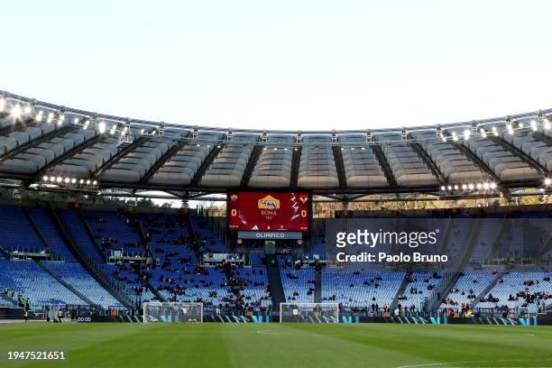 General view inside the stadium prior to the Serie A TIM match between AS Roma and Hellas Verona FC at Stadio Olimpico on January 20, 2024 in Rome,...