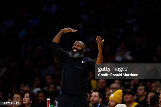 Head coach Jacque Vaughn of the Brooklyn Nets in the second half at Crypto.com Arena on January 19, 2024 in Los Angeles, California. NOTE TO USER:...