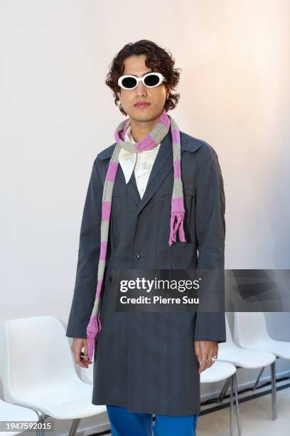 Keloid attends the Kiko Kostadinov Menswear Fall/Winter 2024-2025 show as part of Paris Fashion Week on January 20, 2024 in Paris, France.