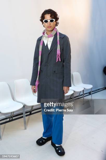 Keloid attends the Kiko Kostadinov Menswear Fall/Winter 2024-2025 show as part of Paris Fashion Week on January 20, 2024 in Paris, France.