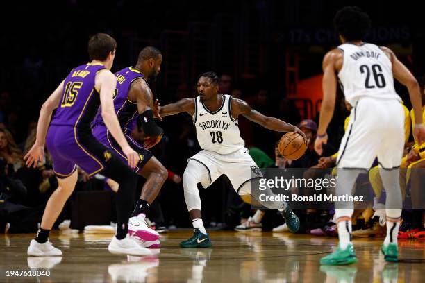 Dorian Finney-Smith of the Brooklyn Nets in the first half at Crypto.com Arena on January 19, 2024 in Los Angeles, California. NOTE TO USER: User...