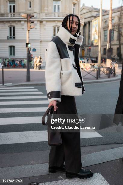 Ghali attends the Hermes Menswear Fall/Winter 2024-2025 show as part of Paris Fashion Week on January 20, 2024 in Paris, France.