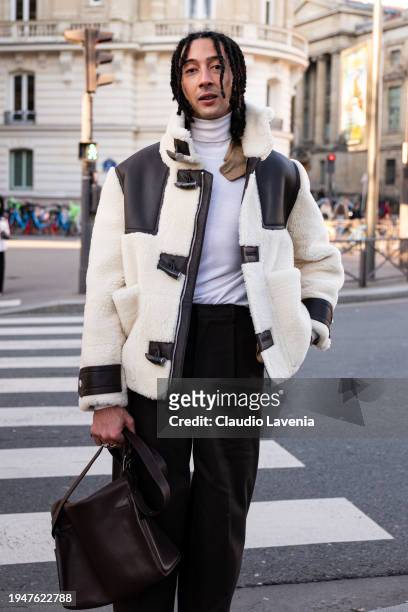 Ghali attends the Hermes Menswear Fall/Winter 2024-2025 show as part of Paris Fashion Week on January 20, 2024 in Paris, France.