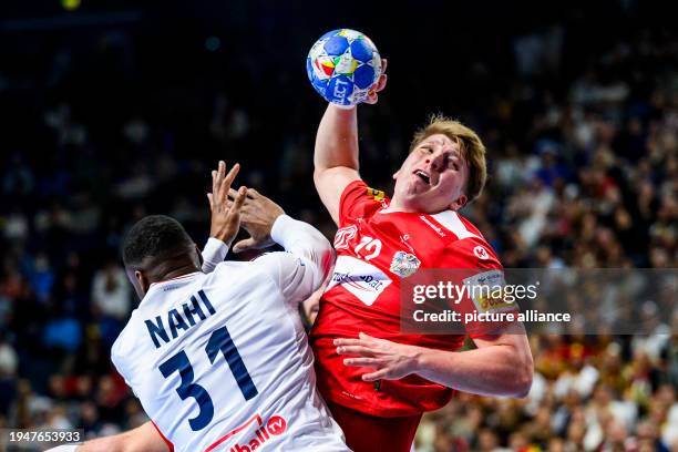 January 2024, North Rhine-Westphalia, Cologne: Handball: European Championship, France - Austria, Main Round, Group 1, Matchday 3, Lanxess Arena....