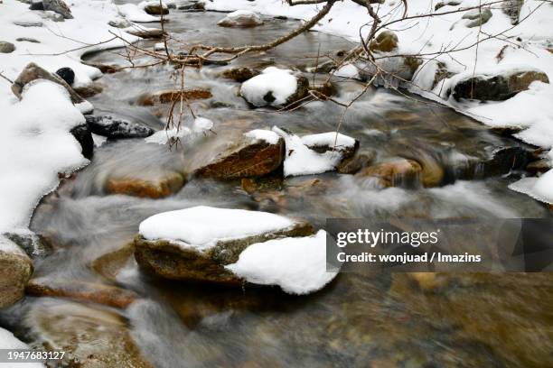 hambaeksan area in jeongseon-gun - jeongseon hambaeksan stock pictures, royalty-free photos & images