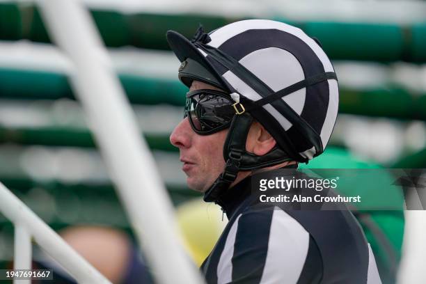 Ryan Moore waiting in the stalls at Lingfield Park Racecourse on January 20, 2024 in Lingfield, England.