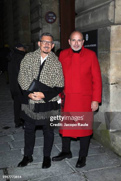 Marco Bonaldo and Alessandro Maria Ferreri attend the Valentino Menswear Fall/Winter 2024-2025 show as part of Paris Fashion Week on January 20, 2024...