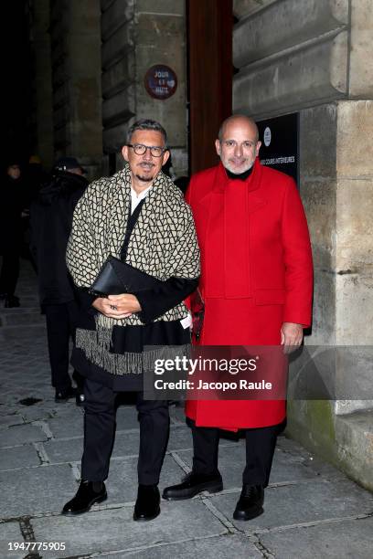 Marco Bonaldo and Alessandro Maria Ferreri attend the Valentino Menswear Fall/Winter 2024-2025 show as part of Paris Fashion Week on January 20, 2024...