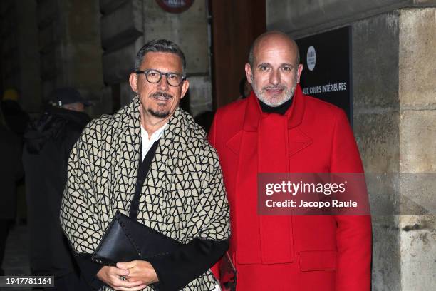 Marco Bonaldo and Alessandro Maria Ferreri attend the Valentino Menswear Fall/Winter 2024-2025 show as part of Paris Fashion Week on January 20, 2024...