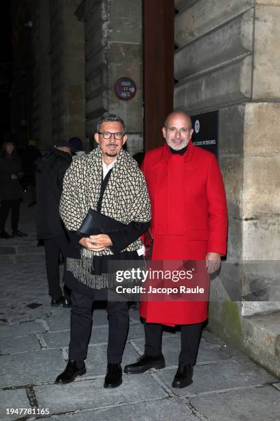 Marco Bonaldo and Alessandro Maria Ferreri attend the Valentino Menswear Fall/Winter 2024-2025 show as part of Paris Fashion Week on January 20, 2024...