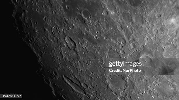 Image was captured through a telescope using &quot;lucky imaging&quot;. This astrophotography technique captures short-exposure frames or videos,...