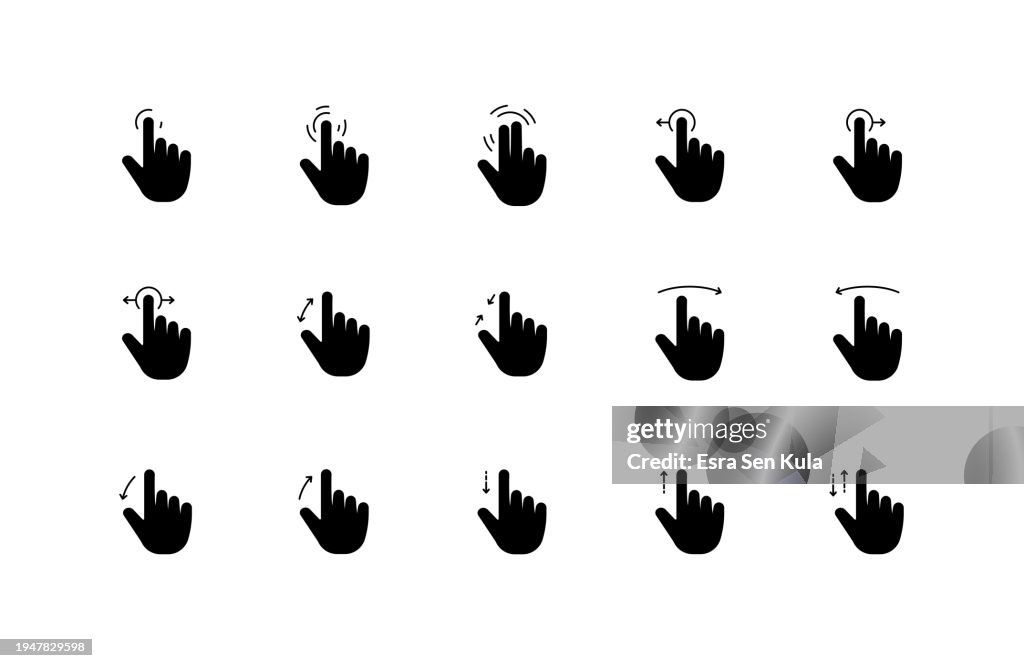 Touch Screen Gestures Solid Icon Set