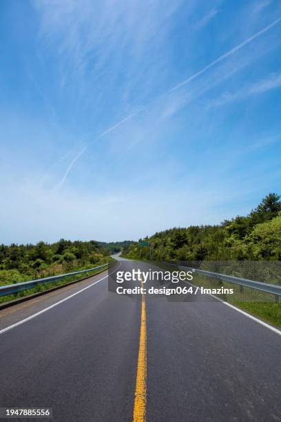 korea, jeju island, seogwipo city, mid-mountain road, automobile road, road - swimming lane marker bildbanksfoton och bilder