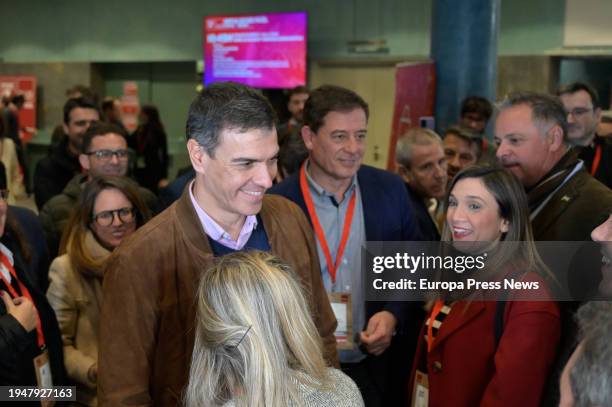 The President of the Government, Pedro Sanchez, and the PSdeG candidate for president of the Xunta de Galicia, Jose Ramon Gomez Besteiro, during the...