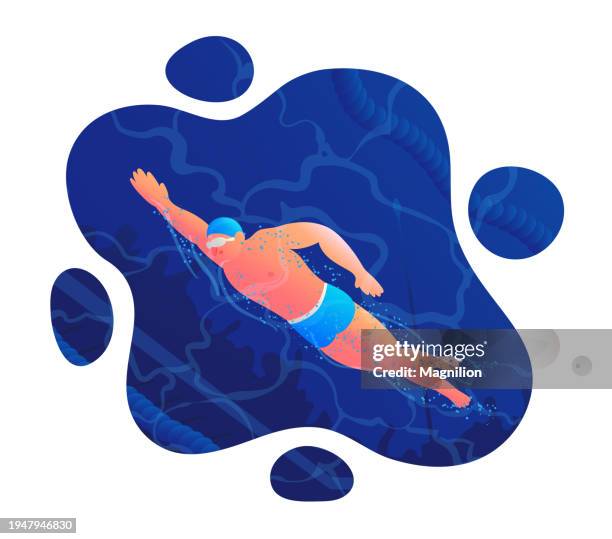 pool swimmer, directly below - young man looking up stock illustrations