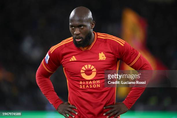 Roma player Romelu Lukaku in action during the Serie A TIM match between AS Roma and Hellas Verona FC - Serie A TIM at Stadio Olimpico on January 20,...