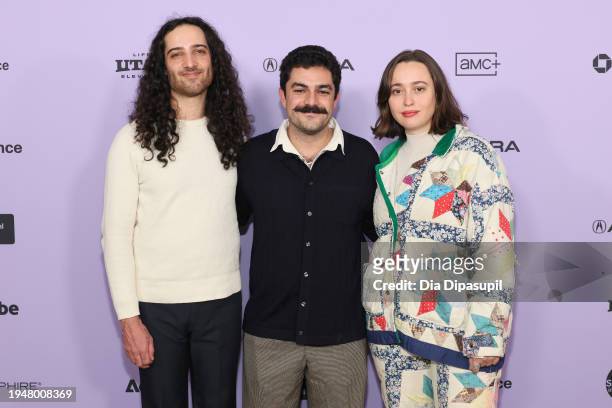 Cody Powers, Gerardo Coello Escalante, and Amandine Thomas attend the "Viaje de Negocios" Premiere at the Short Film Program 3 Premiere during the...