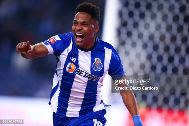 Wendell of FC Porto celebrates after scoring his team's first goal during the Liga Portugal Bwin match between FC Porto and Moreirense FC at Estadio...