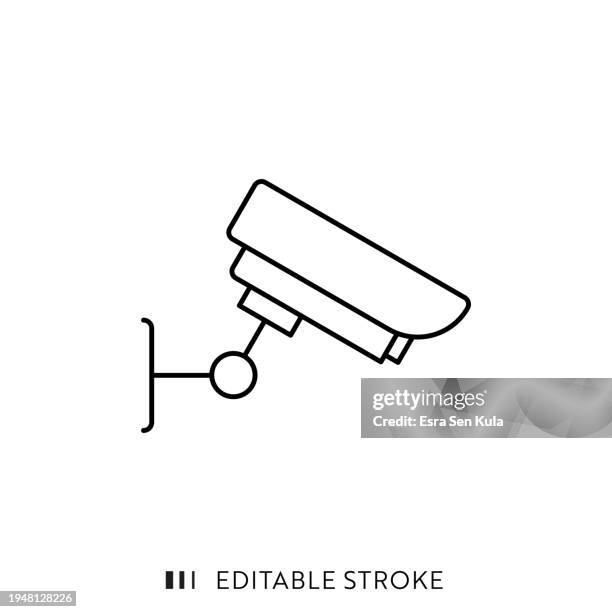 security camera line icon design with editable stroke. suitable for infographics, web pages, mobile apps, ui, ux, and gui design. - big brother program stock illustrations