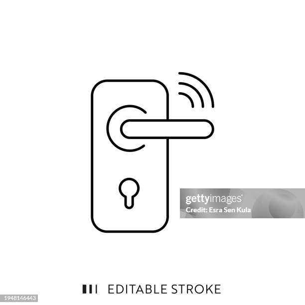 remote door locking line icon design with editable stroke. suitable for infographics, web pages, mobile apps, ui, ux, and gui design. - intercom stock illustrations