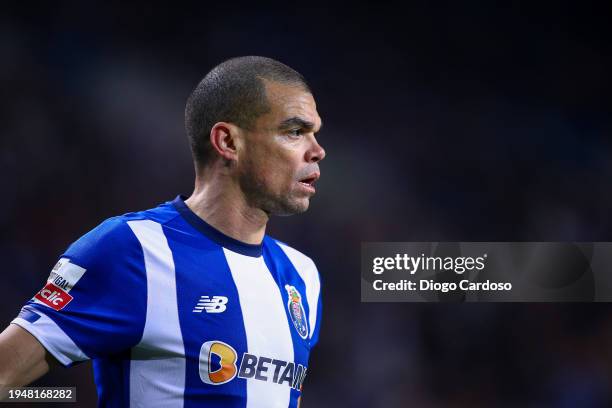 Pepe of FC Porto gestures during the Liga Portugal Bwin match between FC Porto and Moreirense FC at Estadio do Dragao on January 20, 2024 in Porto,...