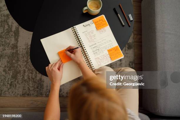 culinary creativity at home - cozy kitchen recipe cards stock pictures, royalty-free photos & images