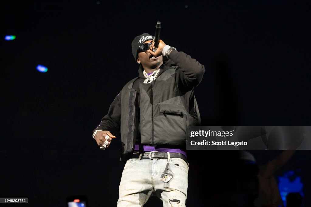 Boogie Concert Rapper Big Boogie performs at Little Caesars Arena on January 19, 2024 in ...