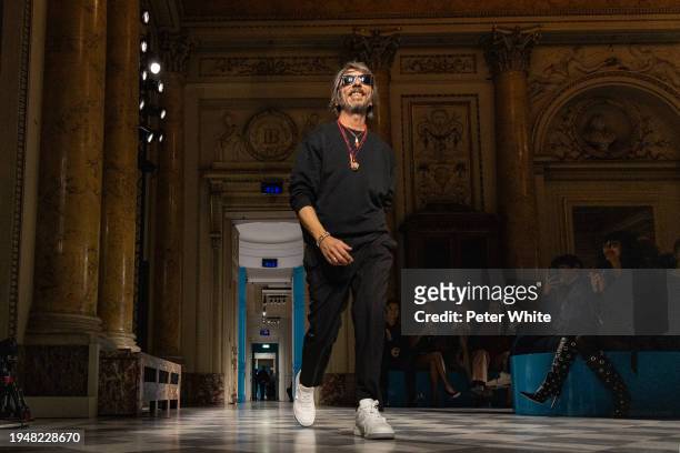 Pierpaolo Piccioli walks the runway during the Valentino Menswear Fall/Winter 2024-2025 show as part of Paris Fashion Week on January 20, 2024 in...