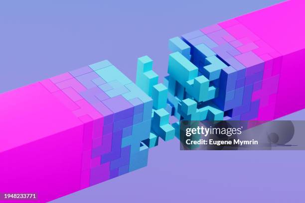 ai innovation and cloud technology. vibrant colored futuristic cubes. digital network flow. data cubes. - würfel stock-fotos und bilder