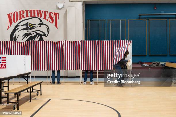 Voters cast their ballots at Northeastern Elementary School in Manchester, New Hampshire, US, on Tuesday, Jan. 23, 2024. New Hampshire's primary...