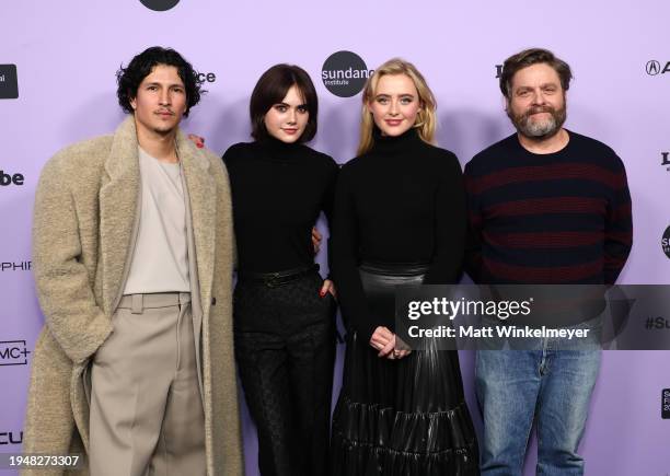 Danny Ramirez, Emilia Jones, Kathryn Newton and Zach Galifianakis attend the "Winner" Premiere during the 2024 Sundance Film Festival at The Ray on...