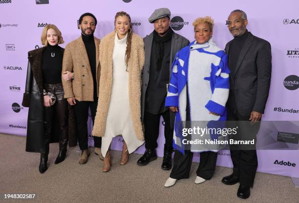 Jaime Ray Newman, André Holland, Andra Day, Titus Kaphar, Aunjanue Ellis-Taylor, and John Earl Jelks attend the "Exhibiting Forgiveness" Premiere...