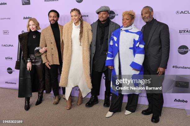 Jaime Ray Newman, André Holland, Andra Day, Titus Kaphar, Aunjanue Ellis-Taylor, and John Earl Jelks attend the "Exhibiting Forgiveness" Premiere...