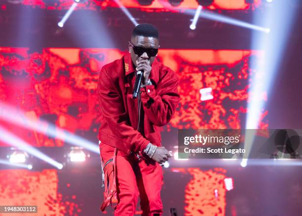 Lil Boosie performs at Little Caesars Arena on January 19, 2024 in Detroit, Michigan.