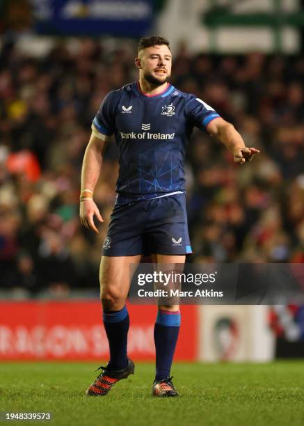 Robbie Henshaw of Leinster during the Investec Champions Cup match between Leicester Tigers and Leinster Rugby at Mattioli Woods Welford Road Stadium...