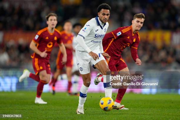 Jordi Mboula of Hellas Verona in action during the Serie A TIM match between AS Roma and Hellas Verona FC - Serie A TIM at Stadio Olimpico on January...