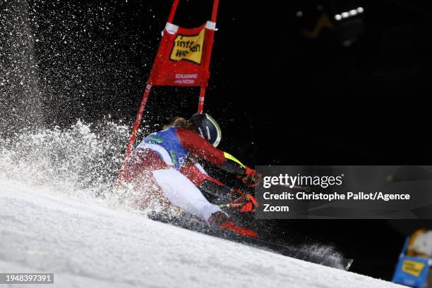 Manuel Feller of Team Austria in action during the Audi FIS Alpine Ski World Cup Men's Giant Slalom on January 23, 2024 in Schladming, Austria.