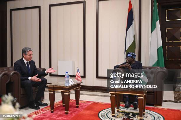 Secretary of State Antony Blinken meets with Nigerian President Bola Tinubu at the Presidential Villa in Abuja on January 23, 2024.